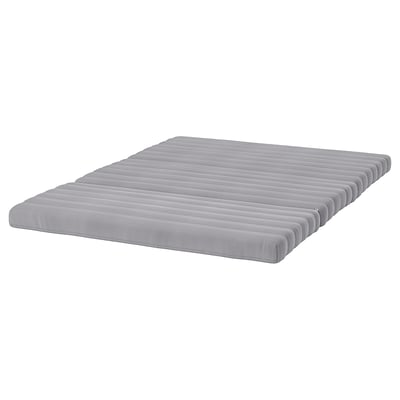 Lycksele grey foam mattress, rectangular, soft fabric cover.