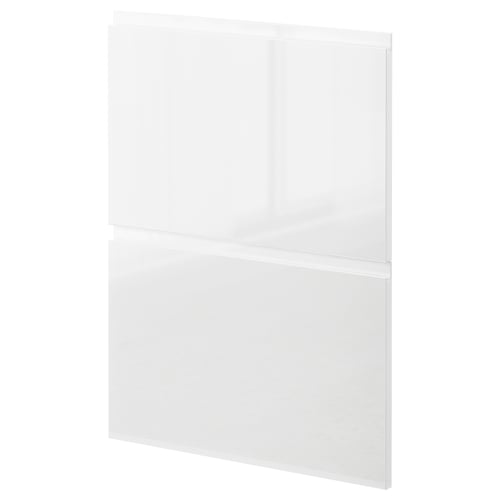 Modern white high gloss kitchen cabinet front panel, rectangular with sleek design.