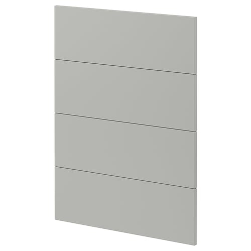 Modern grey kitchen cabinet door, rectangular with smooth finish.