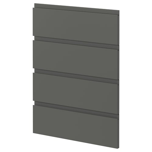 A modern, dark grey kitchen cabinet front with integrated handles from the METOD system.