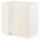 An ivory METOD kitchen cabinet with a bevelled edge door, featuring a sturdy frame and snap-on hinges.
