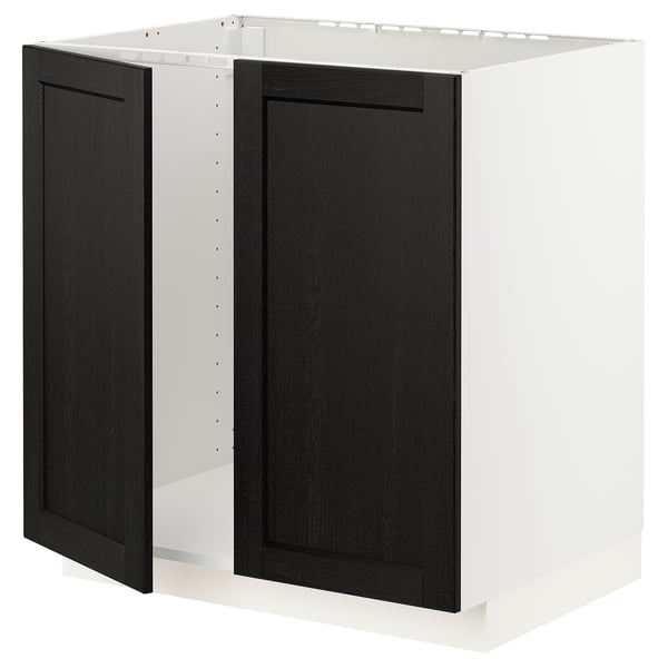 Black cabinet with white frame, square, modern design.
