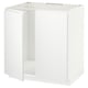 White METOD kitchen cabinet, modern minimalist design, 3-sided frame, sturdy particleboard construction.
