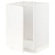 White METOD kitchen cabinet with square design, made of fibreboard and particleboard, featuring snap-on hinges.