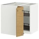 A white ikea METOD kitchen unit with an oak-effect door thats slightly open.