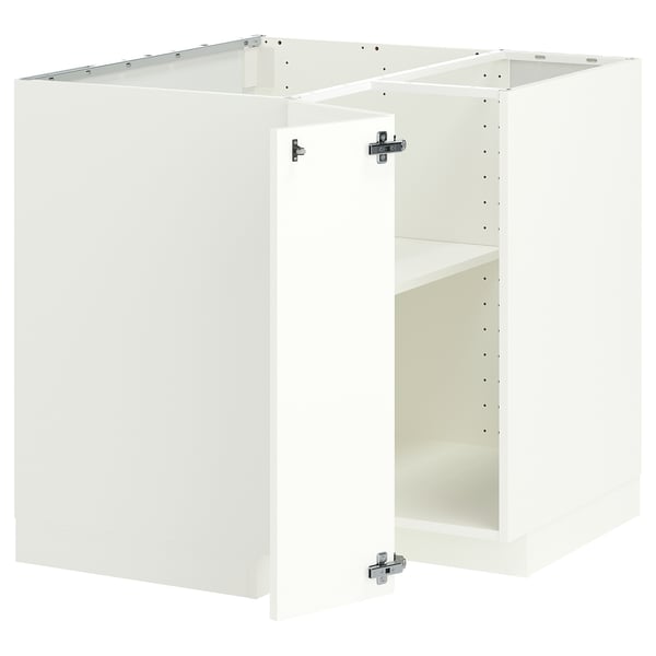 METOD Corner base cabinet with shelf, white/Aspudden matt white, 88x88x80 cm
