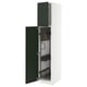 METOD white cabinet with green door, open interior showing storage.
