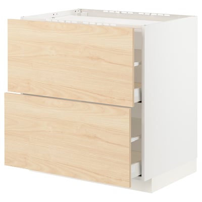 Modern light ash METOD kitchen cabinet with 2 drawers.