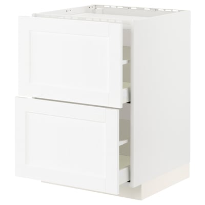 White METOD kitchen cabinet, modern design, wood grain texture, flat panel doors, sturdy frame.