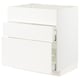 White METOD kitchen unit with veddinge fronts, 3 smooth drawers.