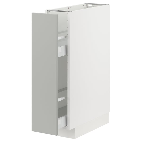 White METOD kitchen cabinet with light grey havstorp door, sleek modern design.