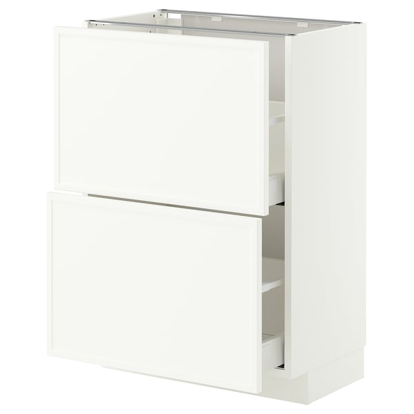 METOD / MAXIMERA Base cabinet with 2 drawers, white/Aspudden matt white, 60x37x80 cm