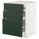 METOD kitchen cabinet, white, green drawers, three-tiered