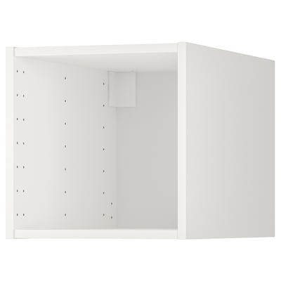 White METOD kitchen cabinet, sleek, rectangular, smooth finish, multiple shelf holes.