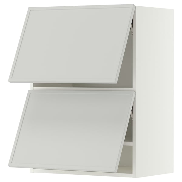 METOD Wall cabinet horizontal w 2 doors, white/Aspudden light grey, 60x37x80 cm