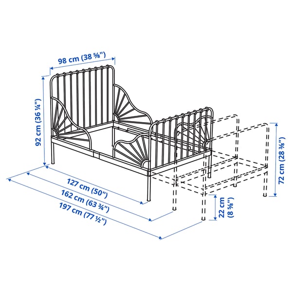 Illustration with measurements for the product: MINNEN.