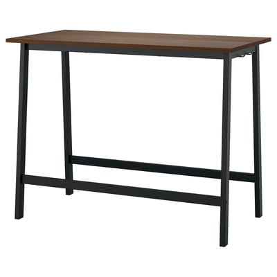 Mitzon high table in brown with black metal frame.