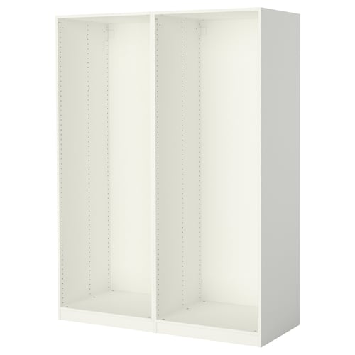 White PAX wardrobe frame; modern, rectangular shape, clean design.