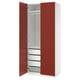 PAX / VIKANES Wardrobe combination, white/red-brown, 100x60x236 cm
