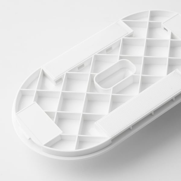 White plastic organiser tray with multiple compartments, perfect for tools or stationery, clean and functional.