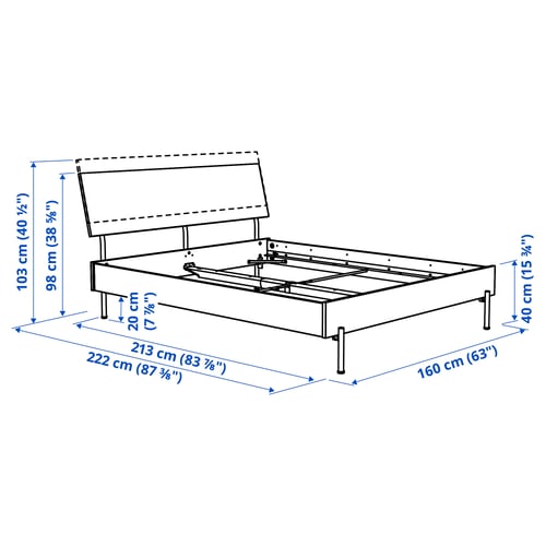 RÅDMANSÖ Bed frame, brown walnut effect/Luröy, Queen