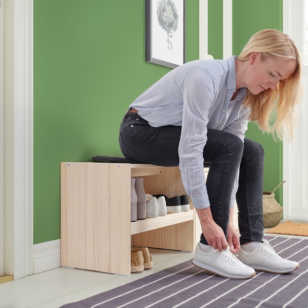 RAGGBERG Bench with shoe storage, pine, 60x35x45 cm