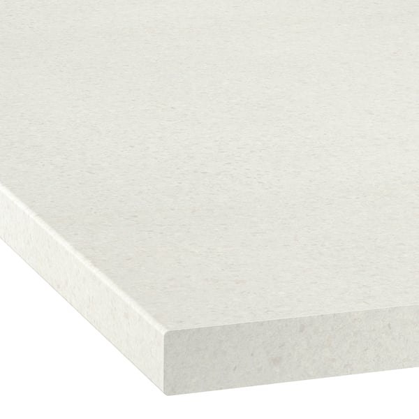 Smooth grey laminate worktop with rounded edges.