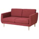 Red retro-style 2-seat sofa, SMEDSTORP, with soft curves, wooden legs, and high resilience foam cushions.