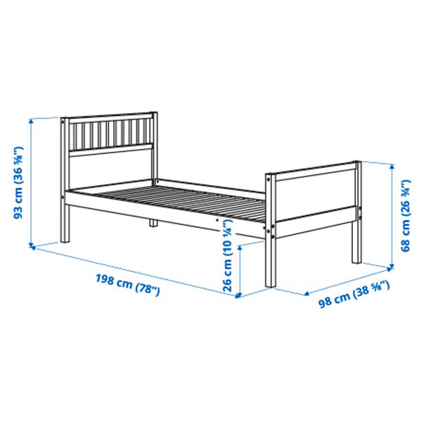 Illustration with measurements for the product: SMYGA.