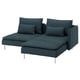 SÖDERHAMN teal sectional sofa, modern low profile design with deep seats, four cushions, and slim metal legs.