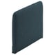 Dark blue, rectangular headboard, upholstered, simple modern design.
