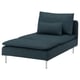 Modern dark teal chaise lounge with sleek metal legs, plush cushions for comfort, and minimalist design.