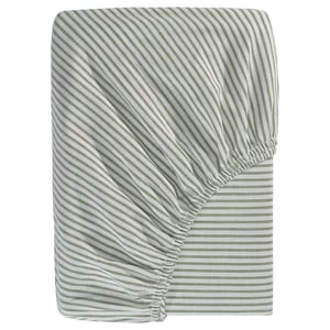 SOLFIBBLA cover: white/grey stripes, cotton, rectangular, fitted shape.
