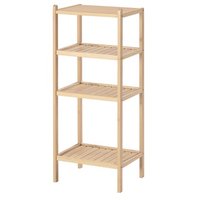 STEGESUND 4-tier light brown bamboo shelf.