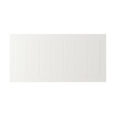 STENSUND white cabinet front with grooved panels, rectangular.