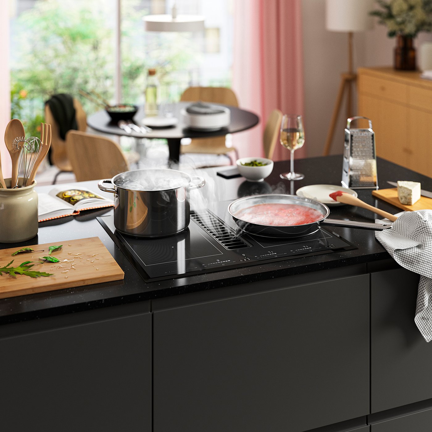 TÄCKNAN Ind hob/int extractor w recirc kit, IKEA 500/black