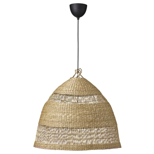 TORARED / HAVSDJUP Pendant lamp, handmade sedge/black, 55 cm
