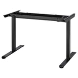 A black TRAVSPORT desk frame with adjustable legs, featuring a modern design.