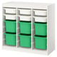 TROFAST Storage combination with boxes, room divider/white bright green, 99x44x95 cm