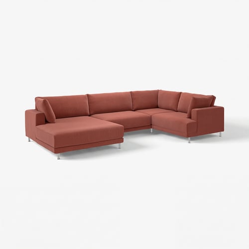 UPPÅKRA sectional sofa, orange, modern design, metal legs, comfortable.