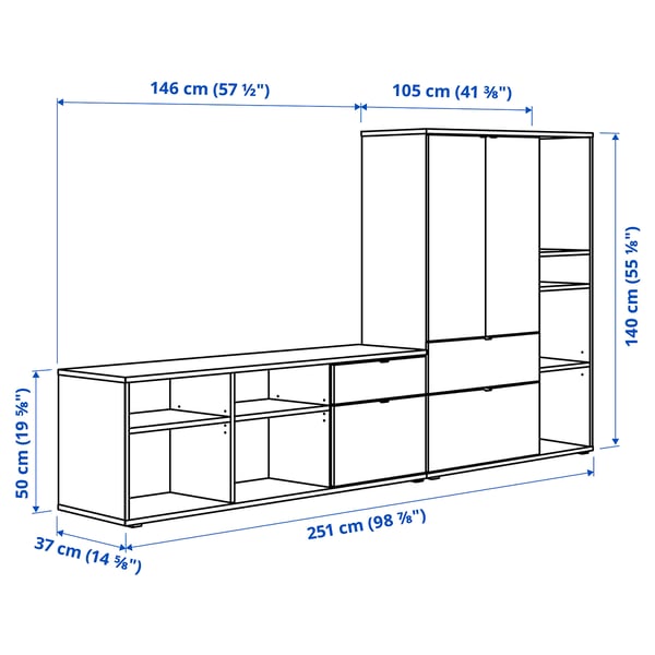 Illustration with measurements for the product: VIHALS.