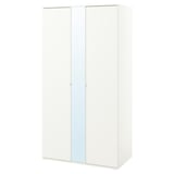 VIHALS wardrobe, white, mirrored doors, rectangular, minimalist design.
