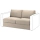VIMLE sofa, beige, modern minimalist design, 2-seat section, soft fabric cover, clean lines, sturdy build, versatile layout.