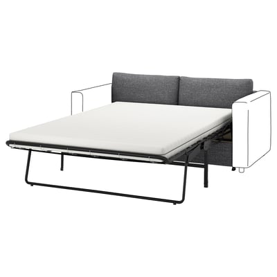 VIMLE sofa-bed in grey, modern design with adjustable backrest, metal frame, ideal for compact spaces.