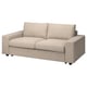 A beige VIMLE sofa, featuring a soft, patterned fabric and upholstered seats, designed for comfort and functionality.