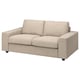 VIMLE sofa, beige, fabric, modern design, two cushions, rectangle shape.