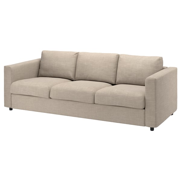 VIMLE sofa, beige, fabric, 3-seater, rectangular, with armrests.