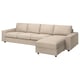 Beige VIMLE sectional sofa with 3-seat section, chaise, and storage.