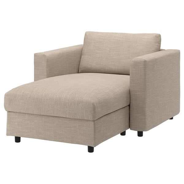 VIMLE beige sectional sofa, l-shaped, fabric upholstery, modern design.