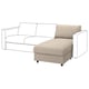 VIMLE sofa, beige, textile, three-seater with adjustable chaise.